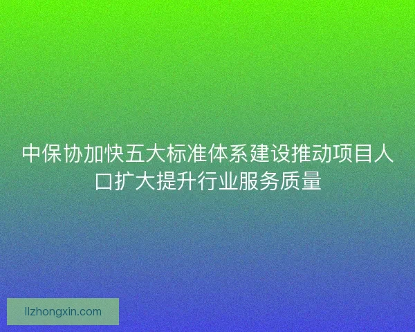 中保协加快五大标准体系建设推动项目人口扩大提升行业服务质量