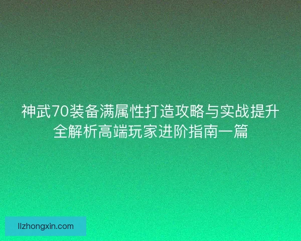 神武70装备满属性打造攻略与实战提升全解析高端玩家进阶指南一篇